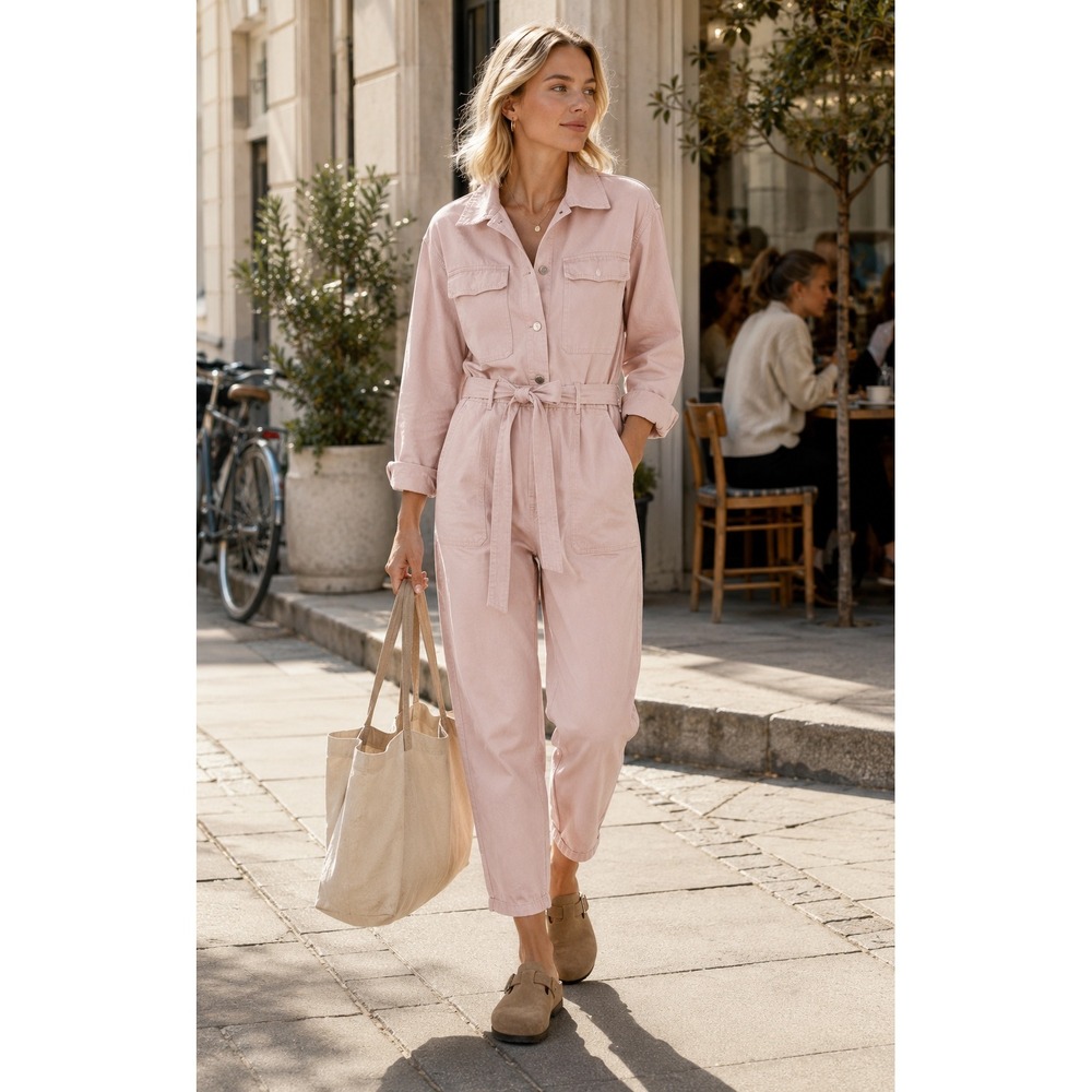 Mango Harper Blush Pink Utility Boiler Suit Jumpsuit Medium Scandi‎ Minimalist